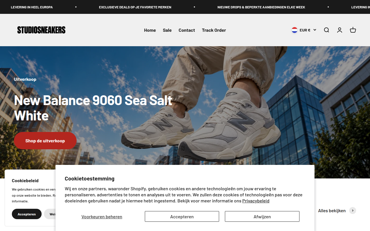 Screenshot van studiosneakers.com