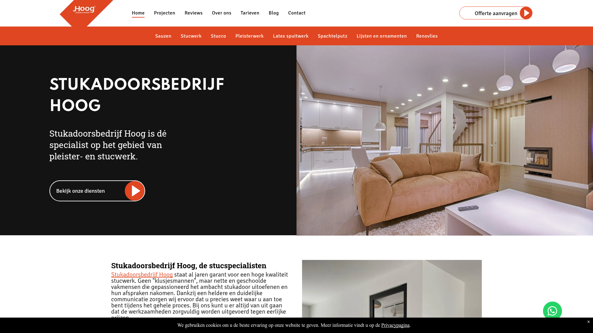 Screenshot van stukadoorsbedrijfhoog.nl