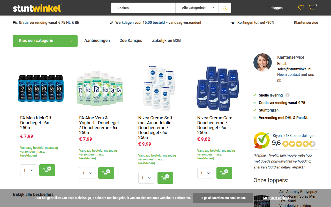 Screenshot van stuntwinkel.nl