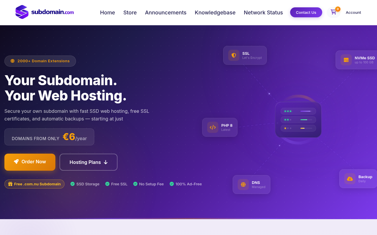 Screenshot van subdomain.com
