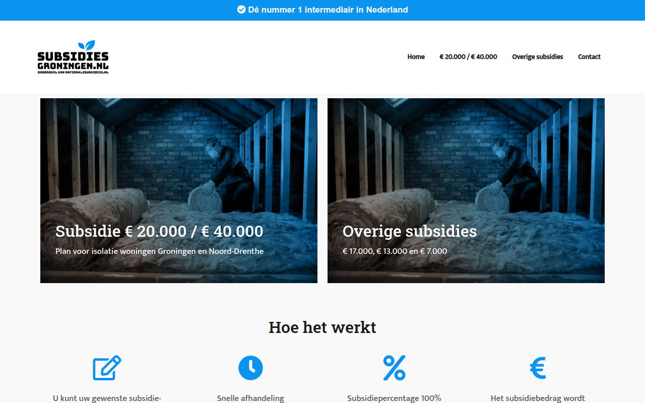 Screenshot van subsidiesgroningen.nl
