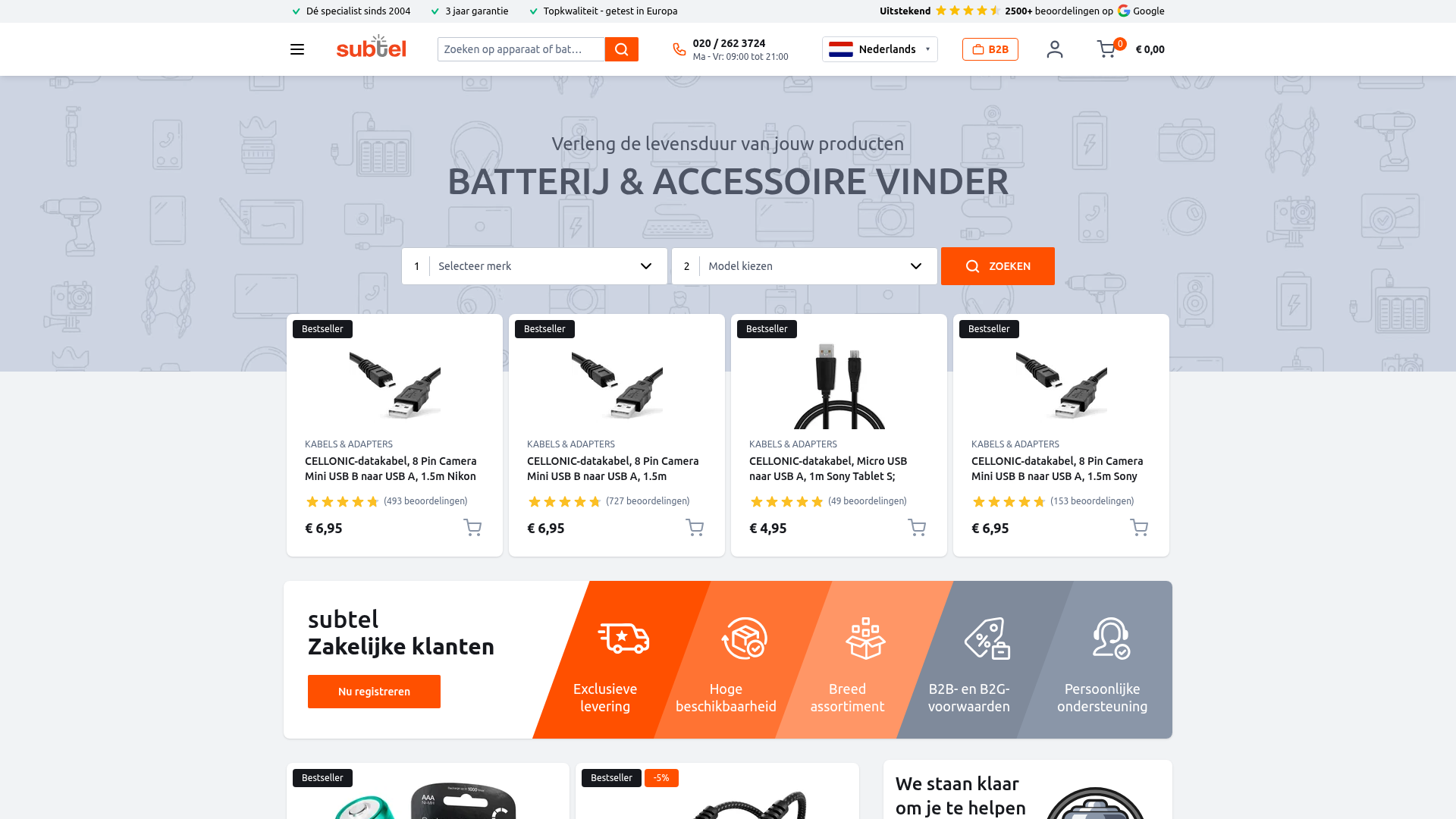Screenshot van subtel.nl