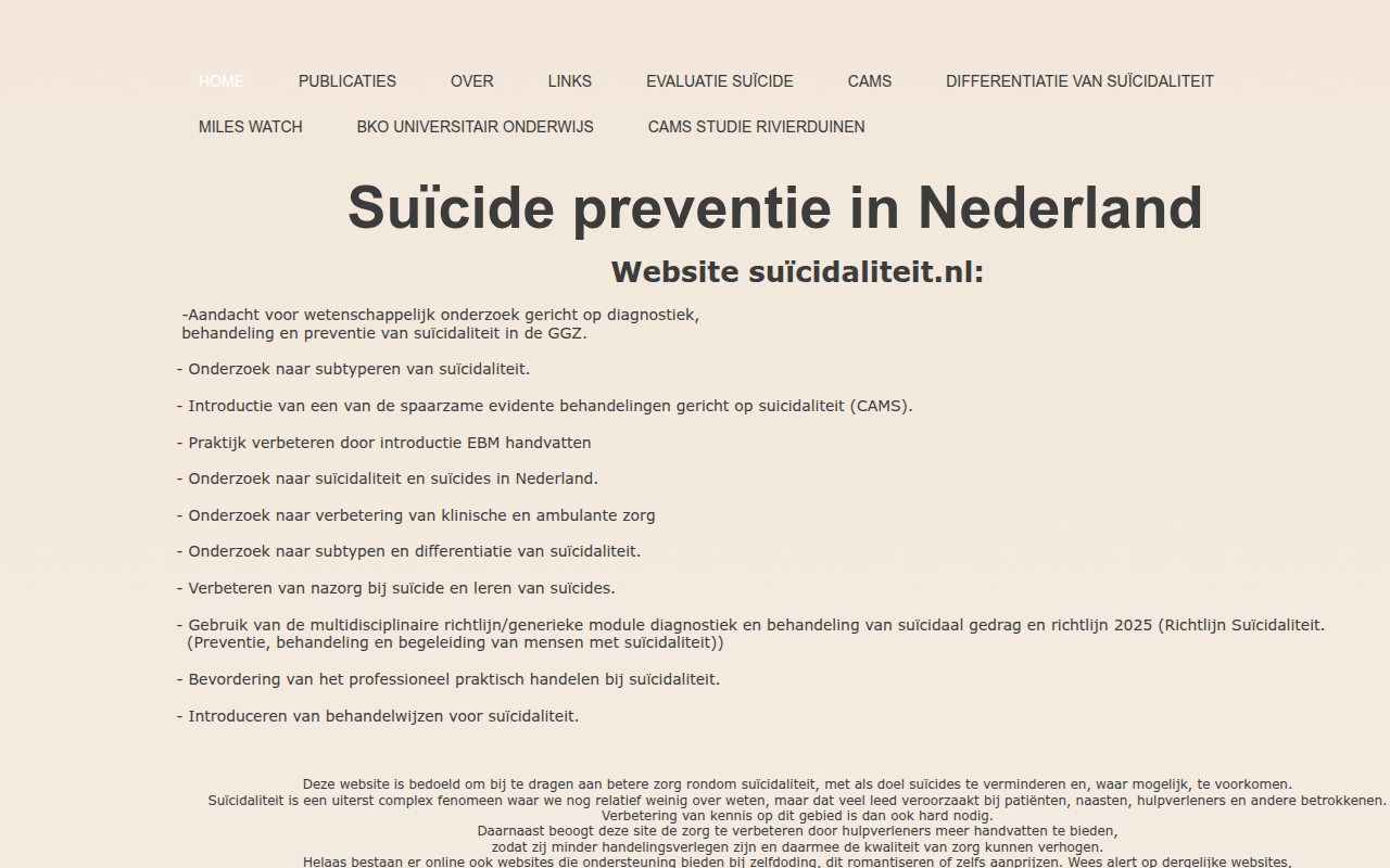Screenshot van suicidaliteit.nl