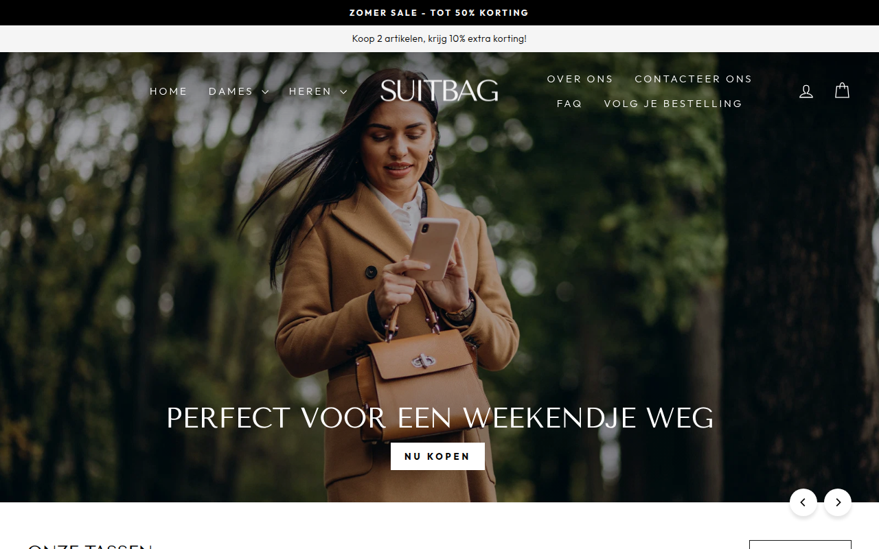 Screenshot van suitbag.nl