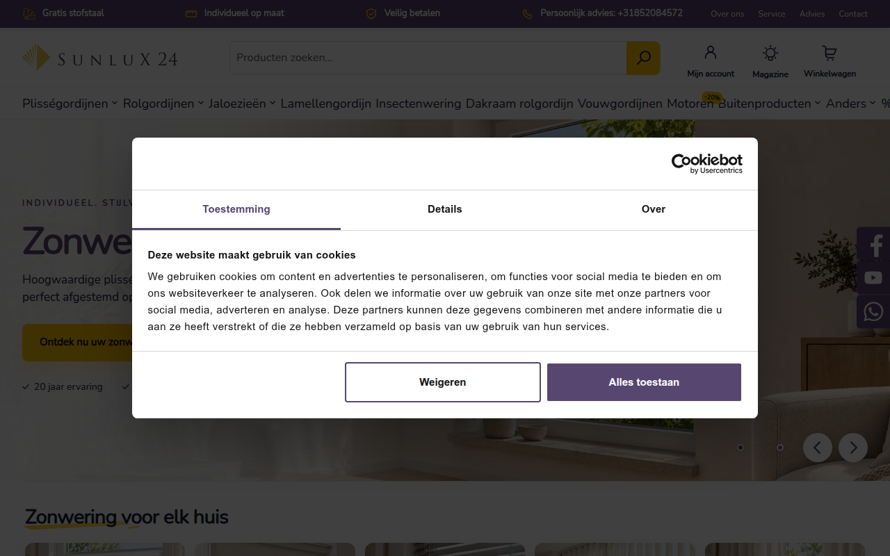 Screenshot van sunlux24.nl