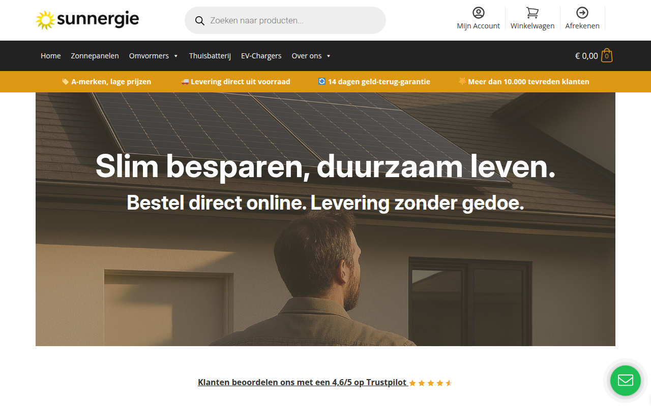 Screenshot van sunnergie.nl