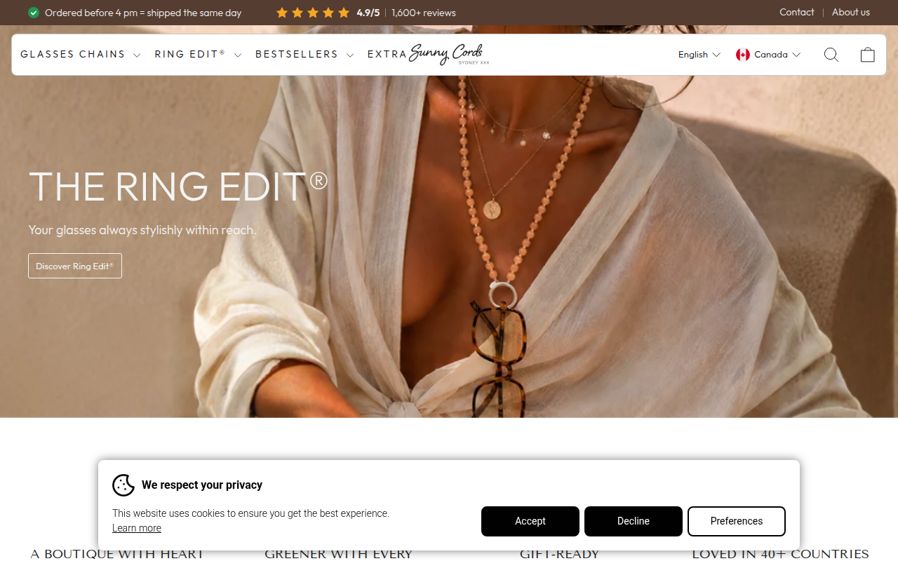 Screenshot van sunny-cords.com