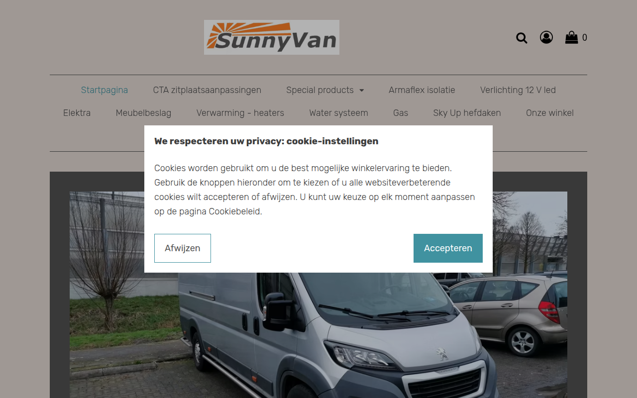Screenshot van sunnyvan.nl