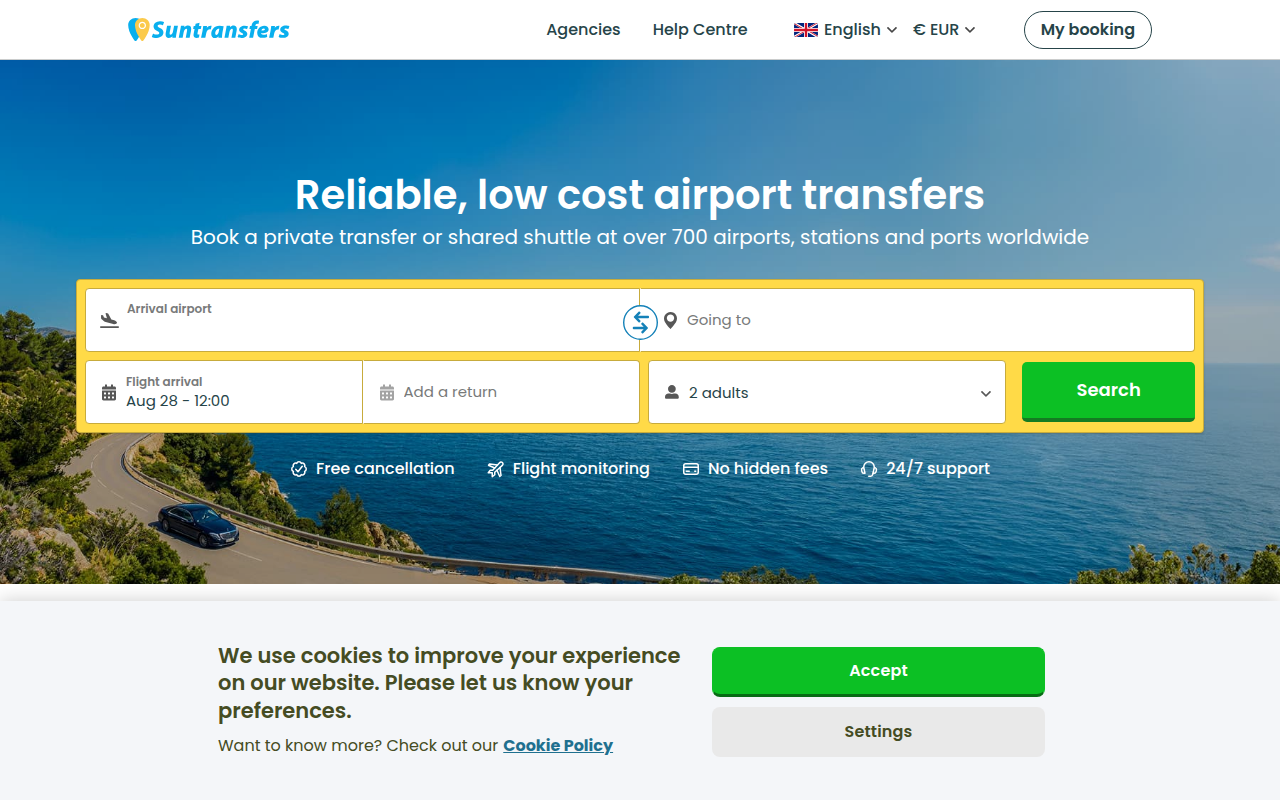 Screenshot van suntransfers.com