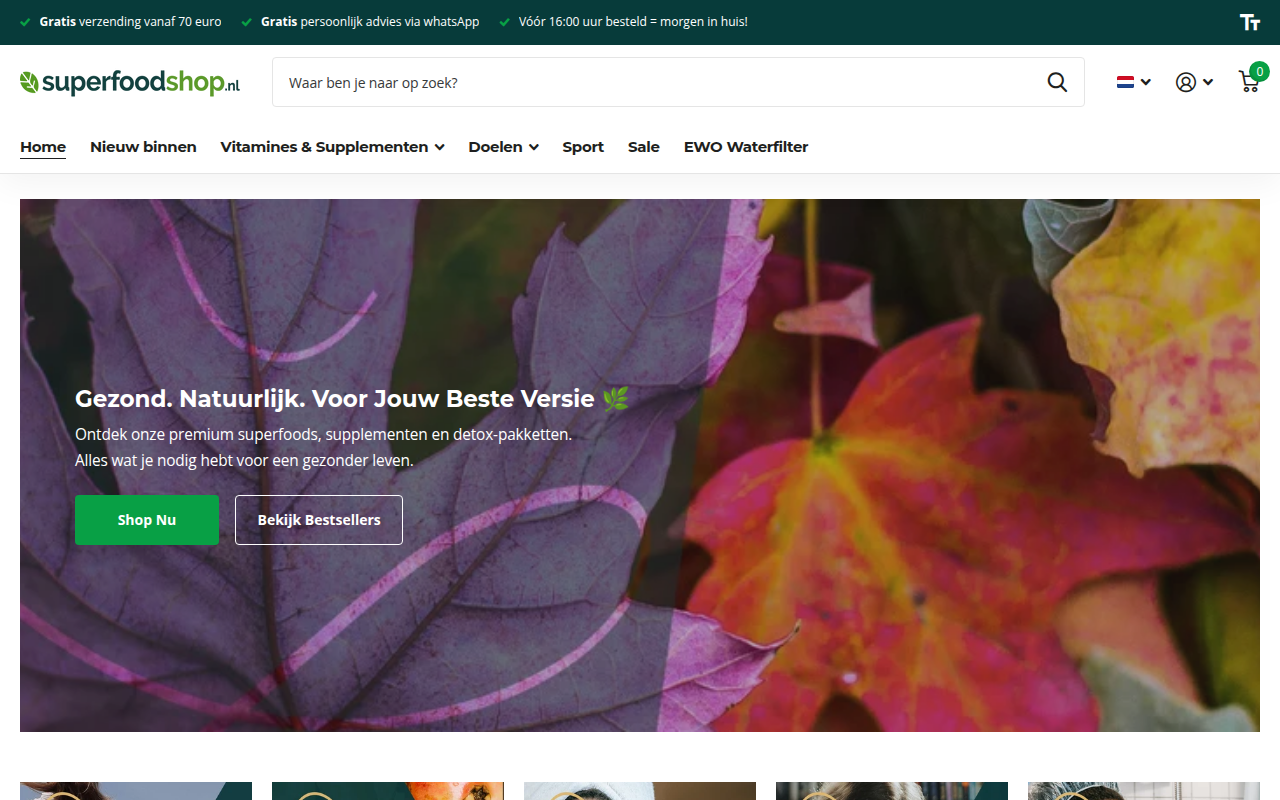 Screenshot van superfoodshop.nl