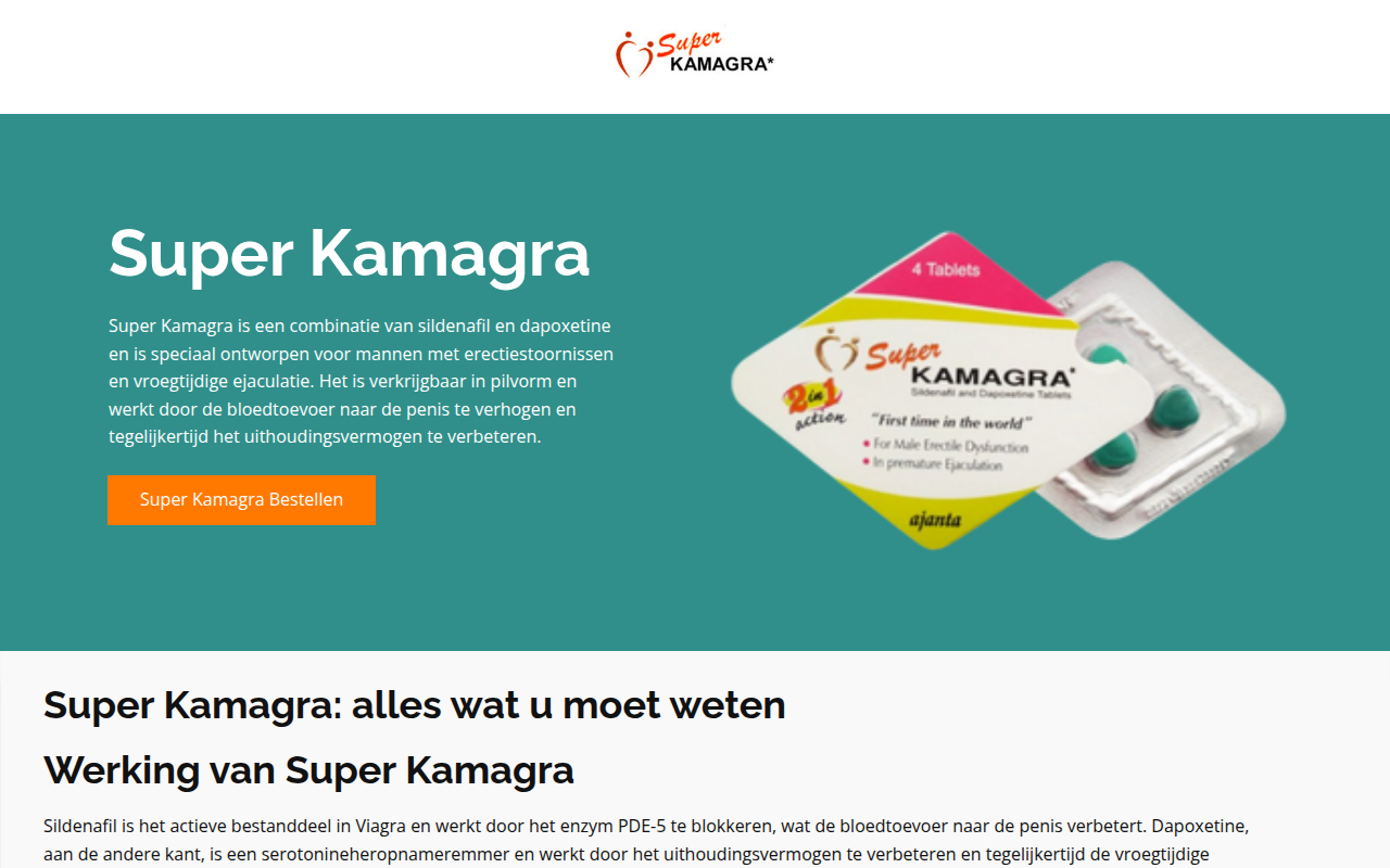Screenshot van superkamagra.nl