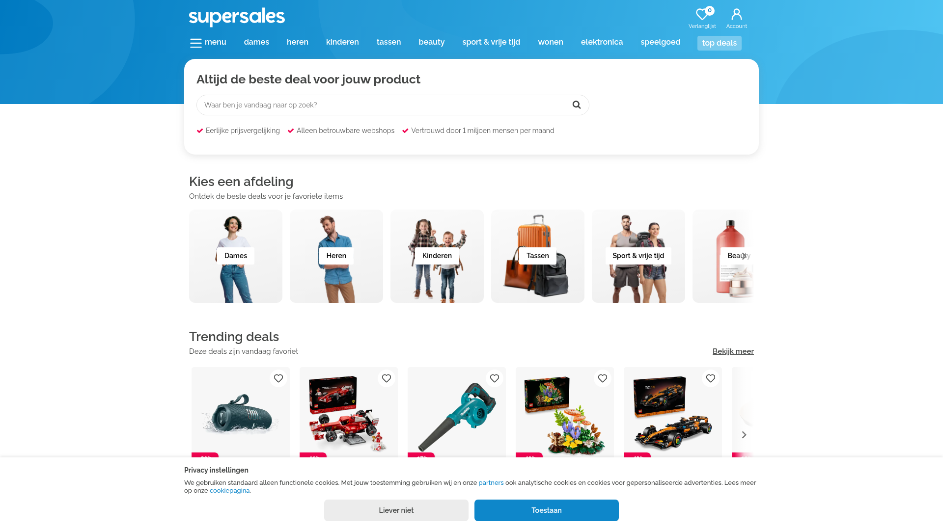 Screenshot van supersales.nl