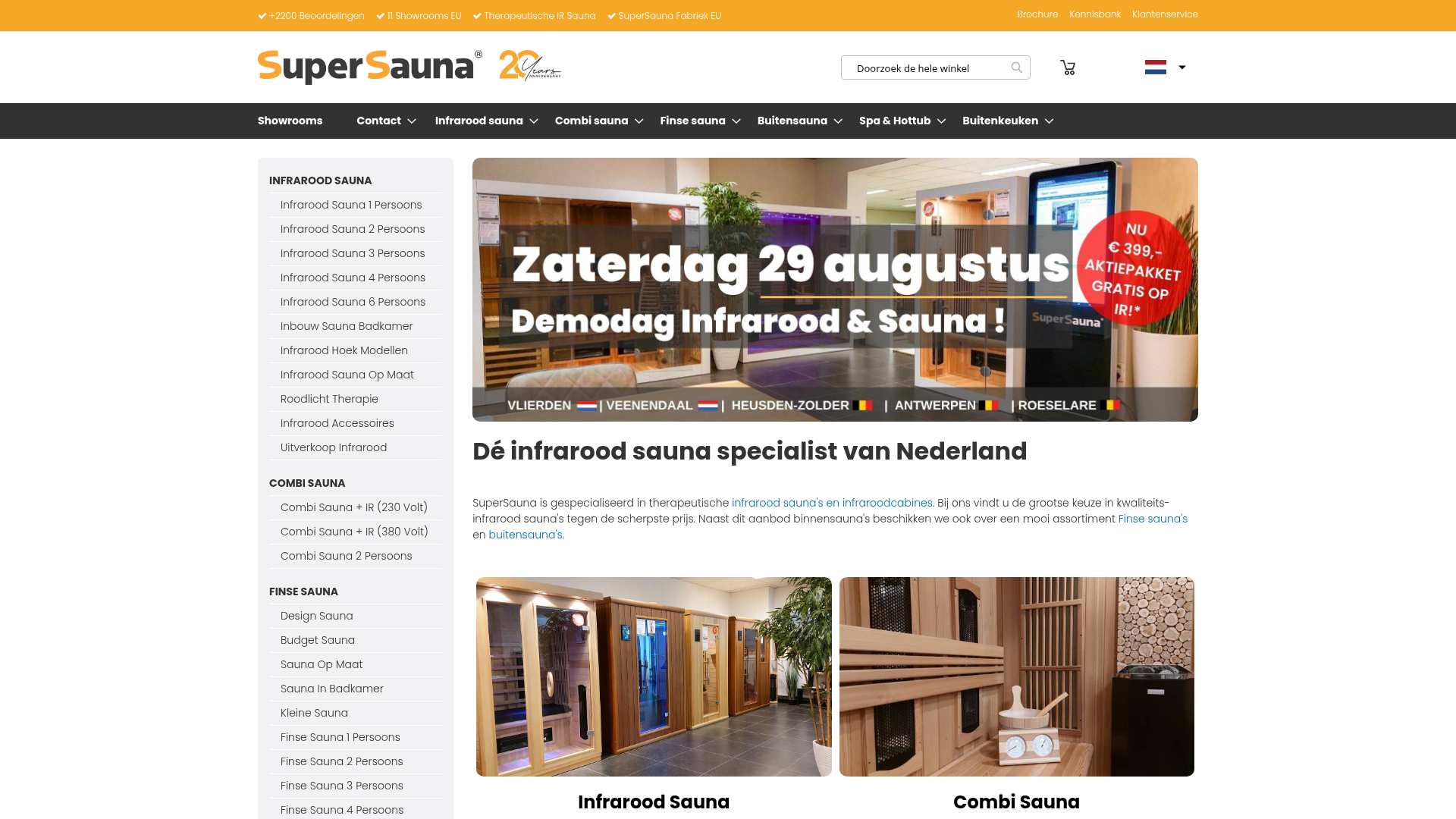 Screenshot van supersauna.nl
