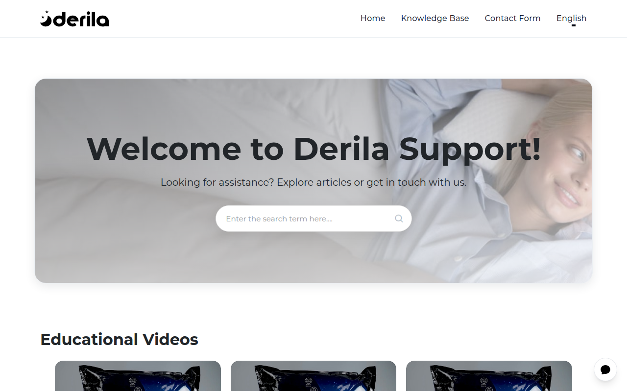 Screenshot van support.derila.com