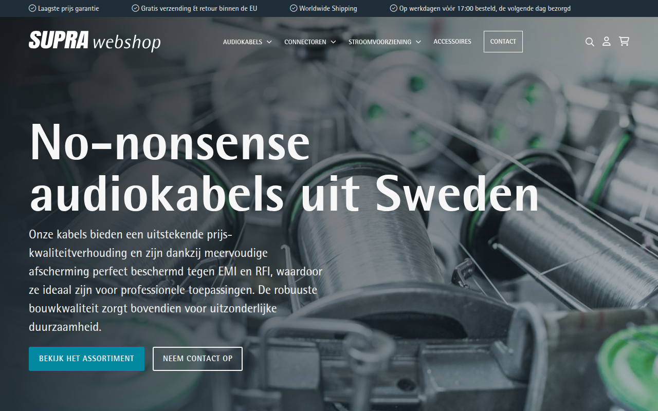 Screenshot van supracables.nl