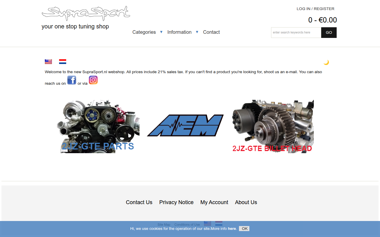 Screenshot van suprasport.nl