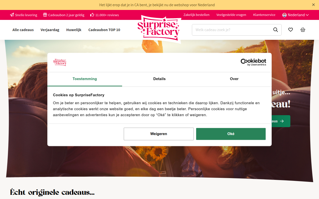 Screenshot van surprisefactory.com