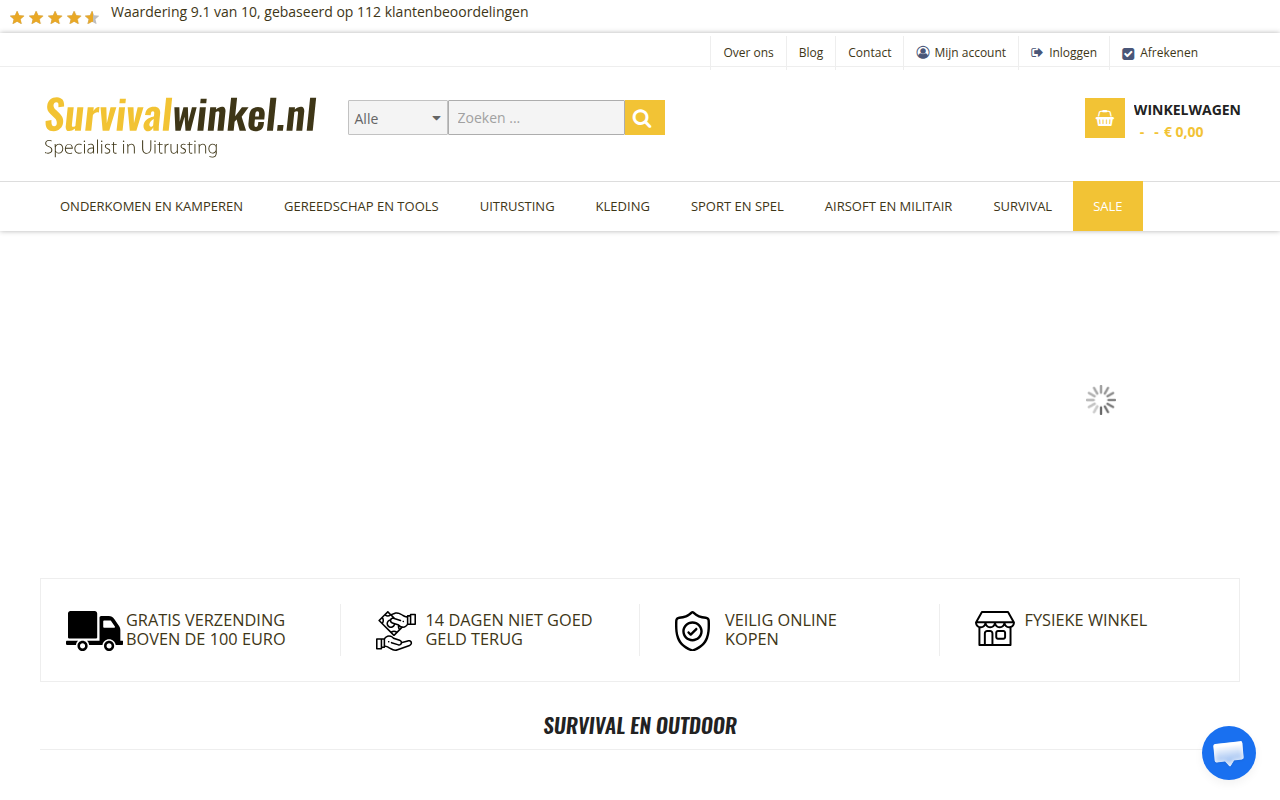 Screenshot van survivalwinkel.nl