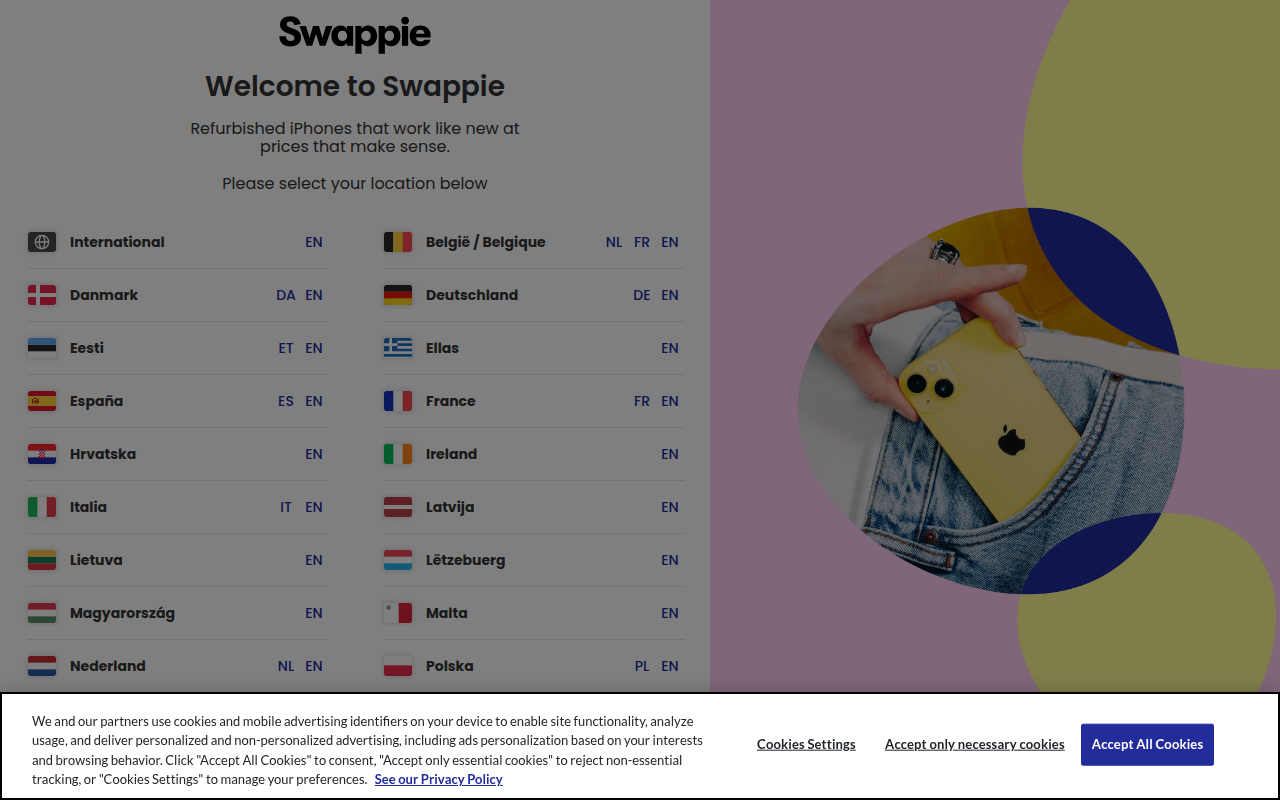 Screenshot van swappie.com