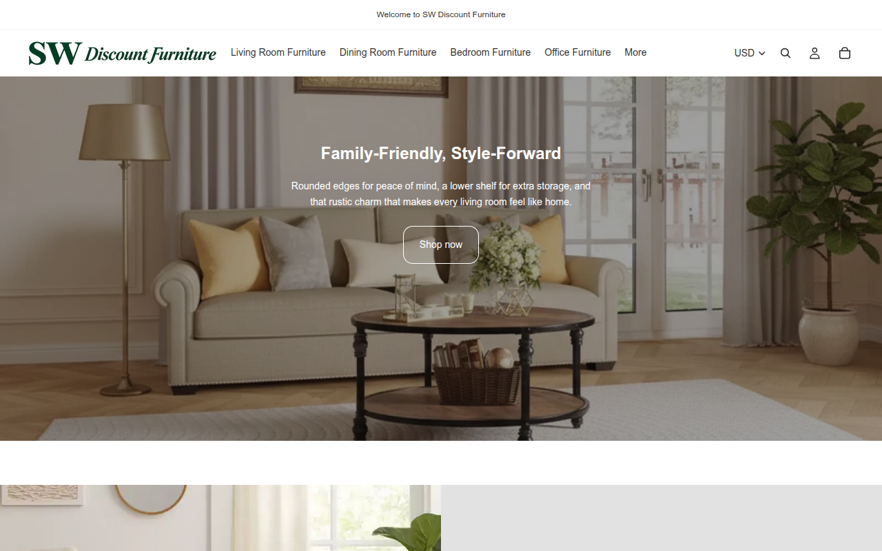 Screenshot van swdiscountfurniture.com