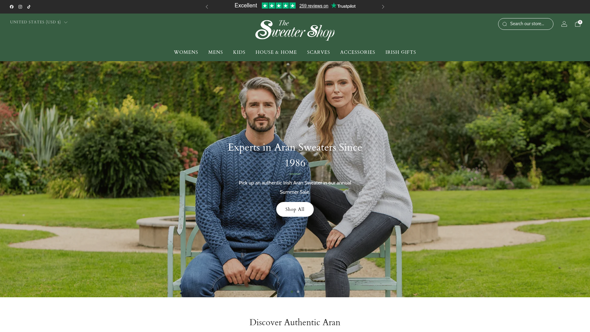 Screenshot van sweatershop.com