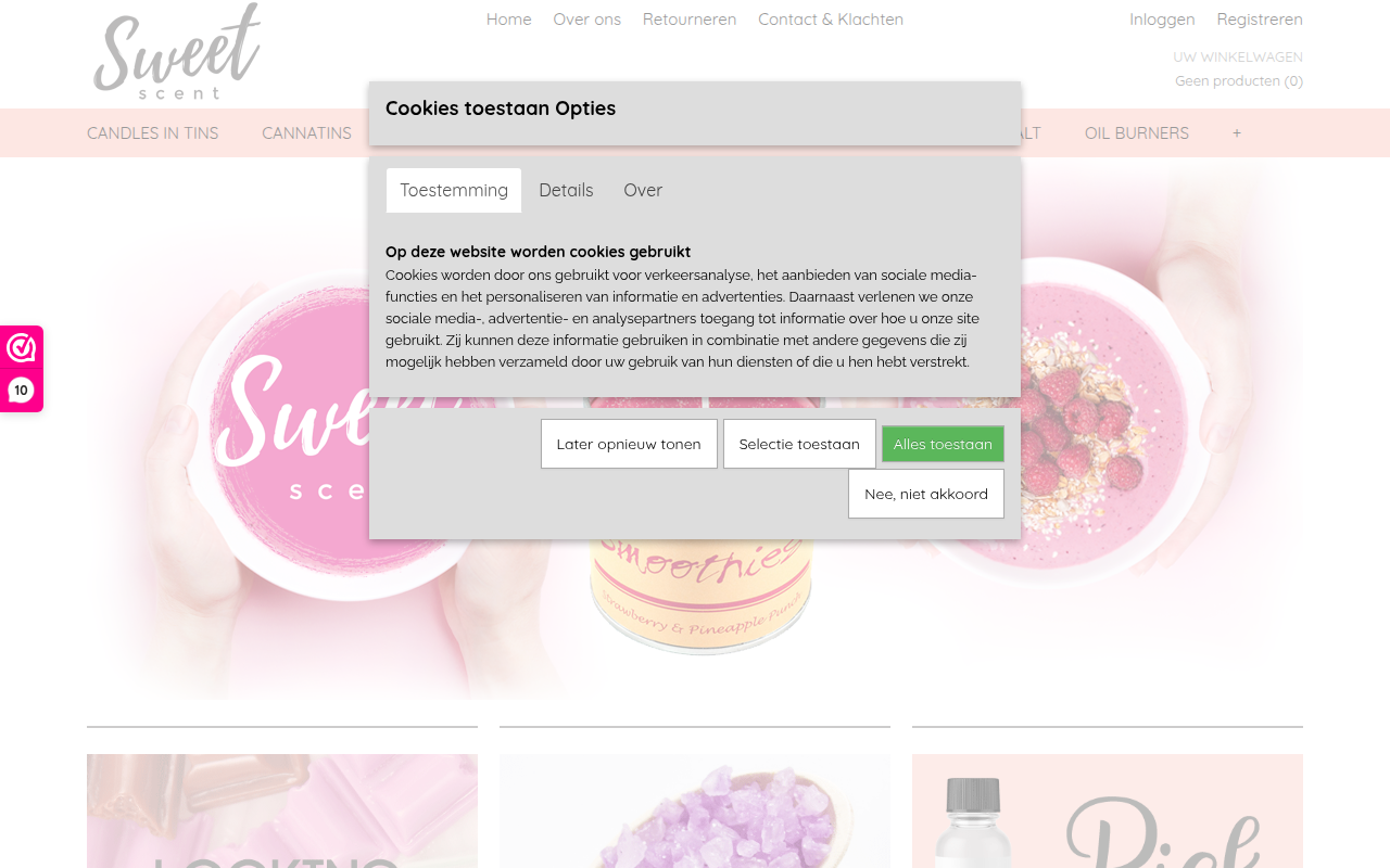 Screenshot van sweetscent.nl