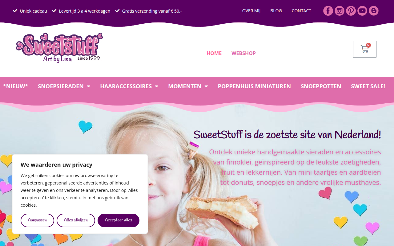 Screenshot van sweetstuff.nl