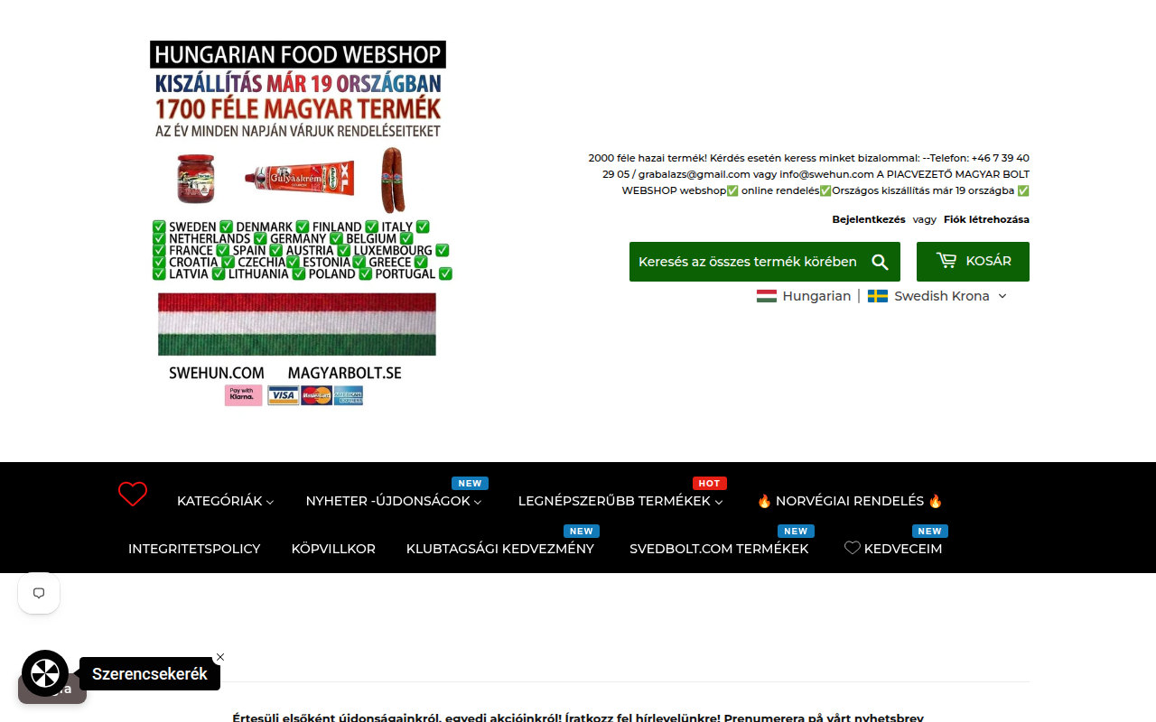 Screenshot van swehun.com