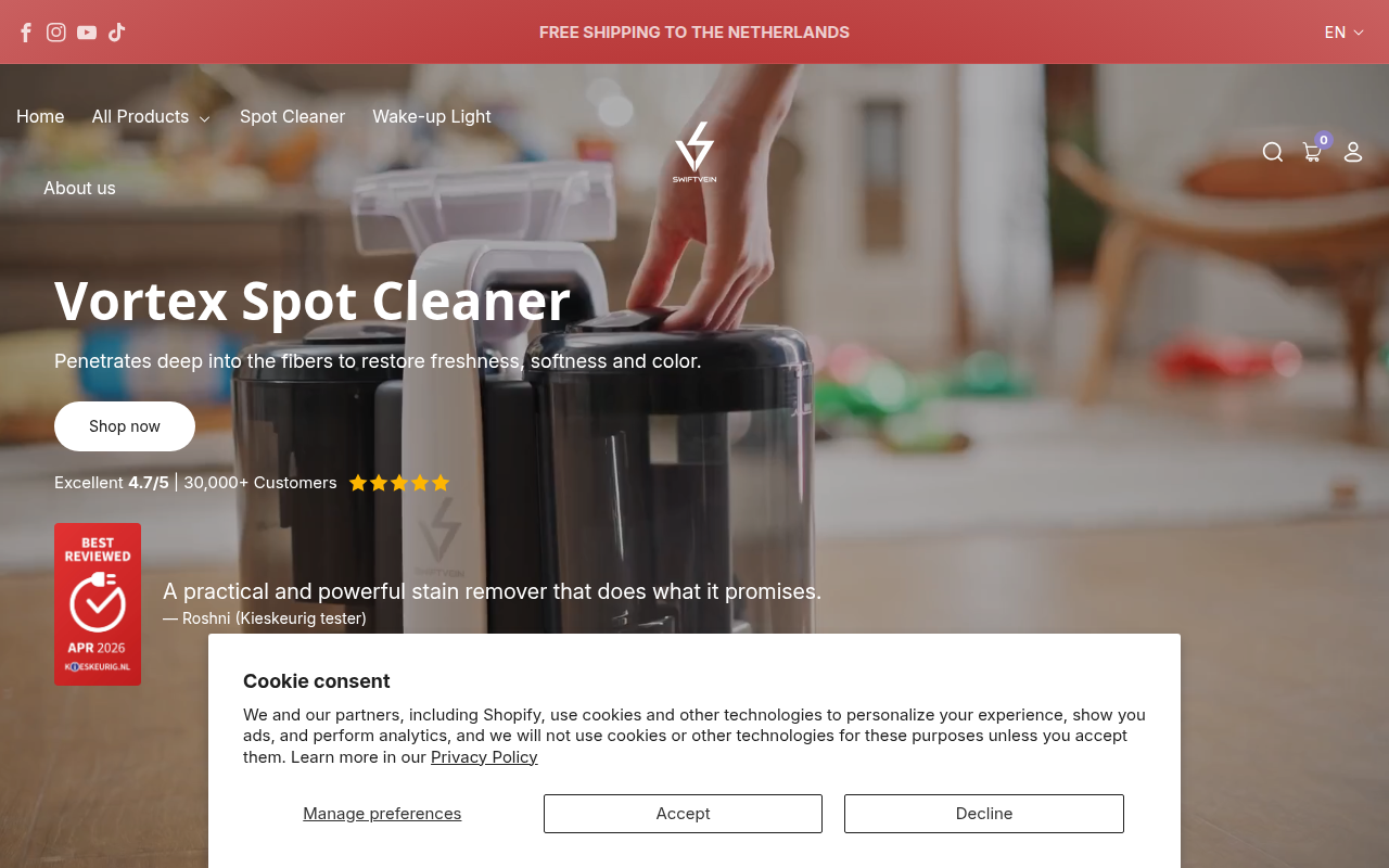 Screenshot van swiftvein.com