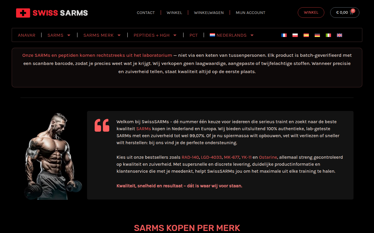 Screenshot van swisssarms.com