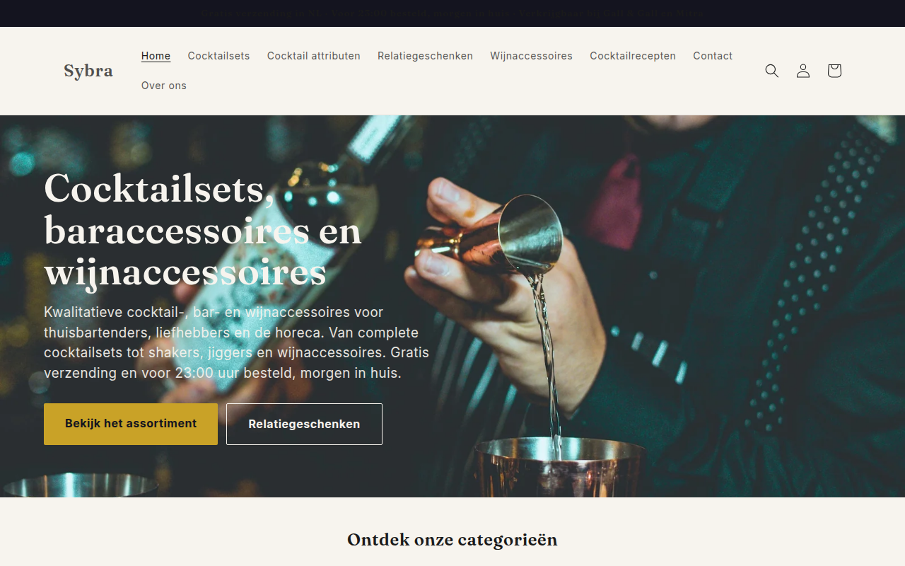 Screenshot van sybra.nl
