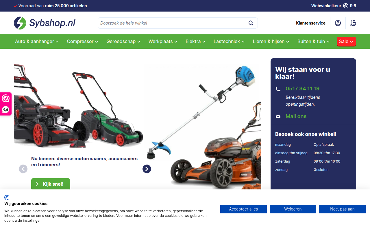 Screenshot van sybshop.nl