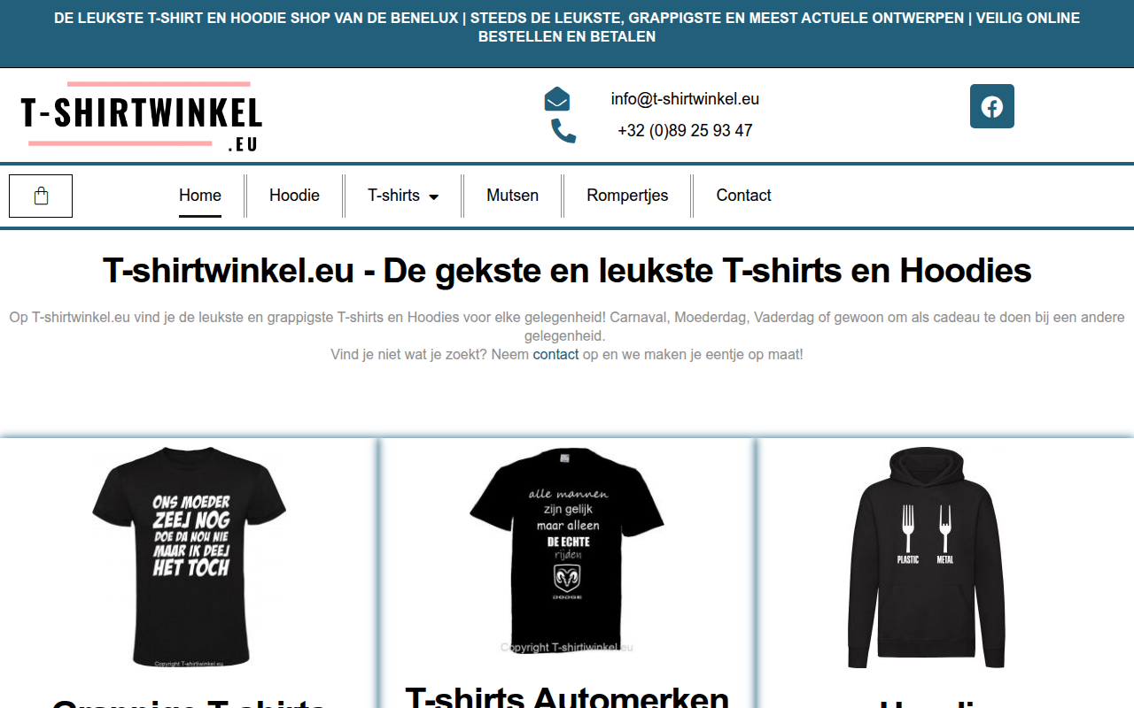 Screenshot van t-shirtwinkel.eu