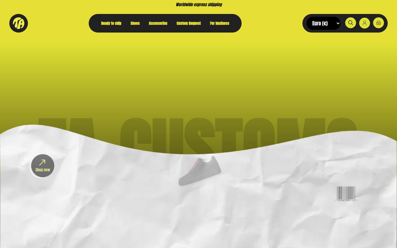 Screenshot van ta-customs.com
