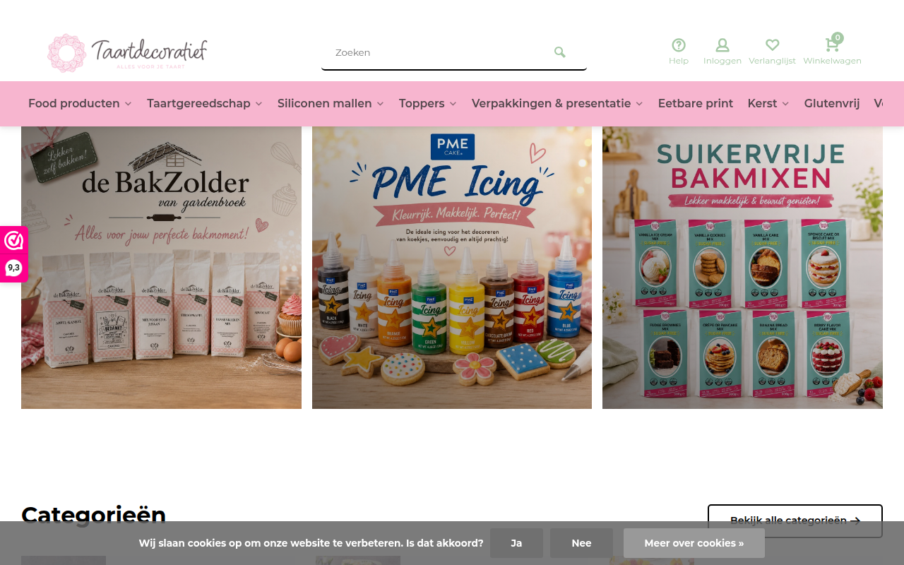 Screenshot van taartdecoratief.nl
