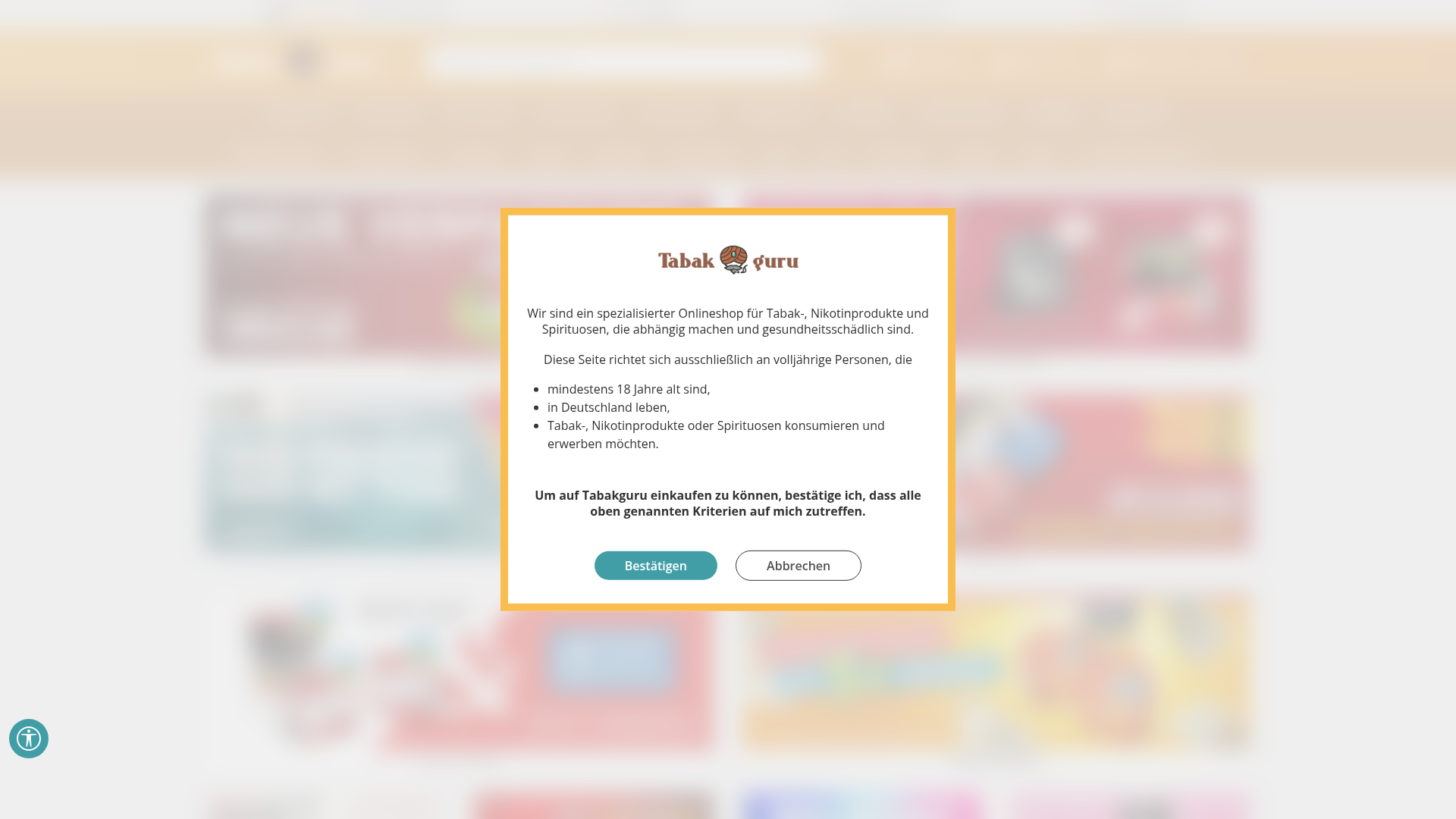 Screenshot van tabakguru.de