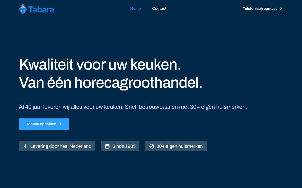 Screenshot van tabara.nl