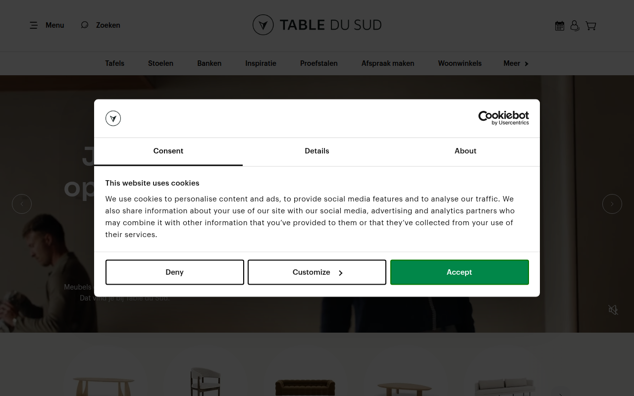 Screenshot van tabledusud.nl