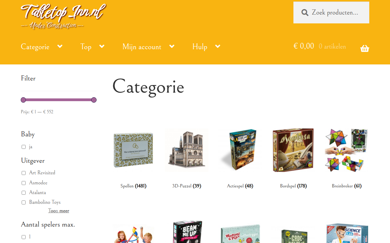 Screenshot van tabletopinn.nl