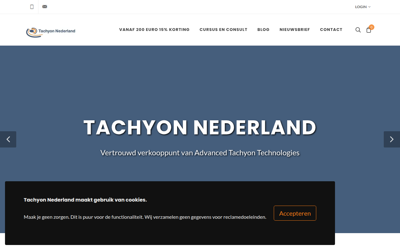 Screenshot van tachyonnederland.nl