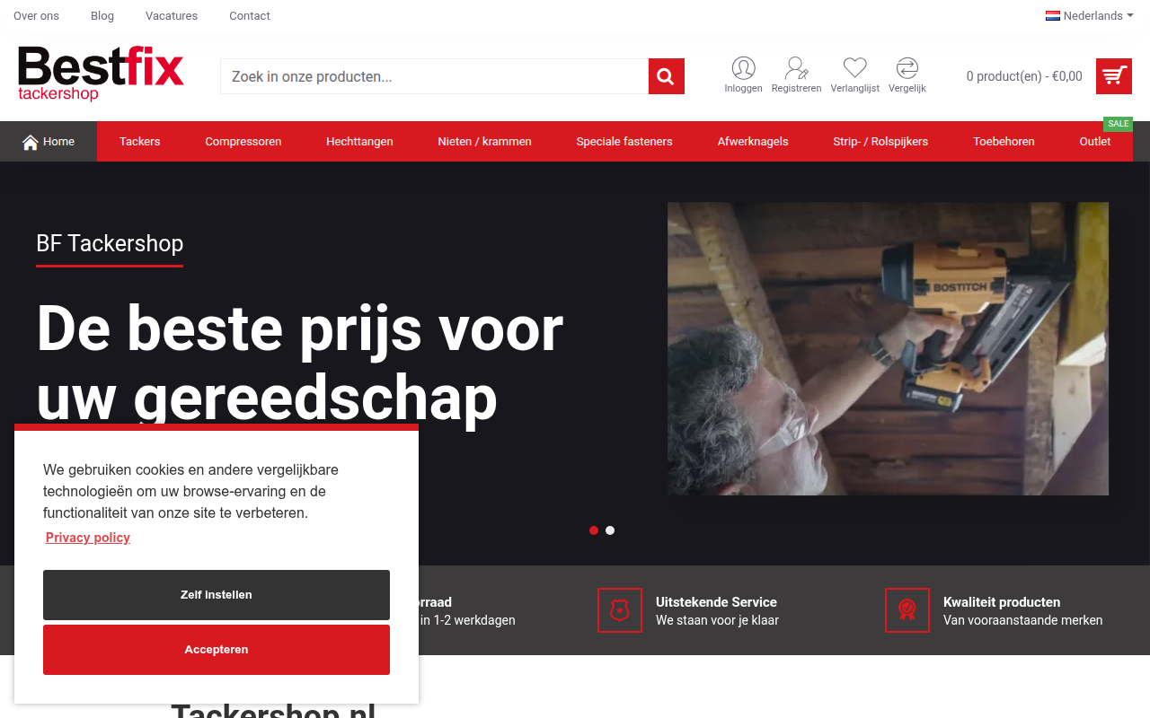 Screenshot van tackershop.nl