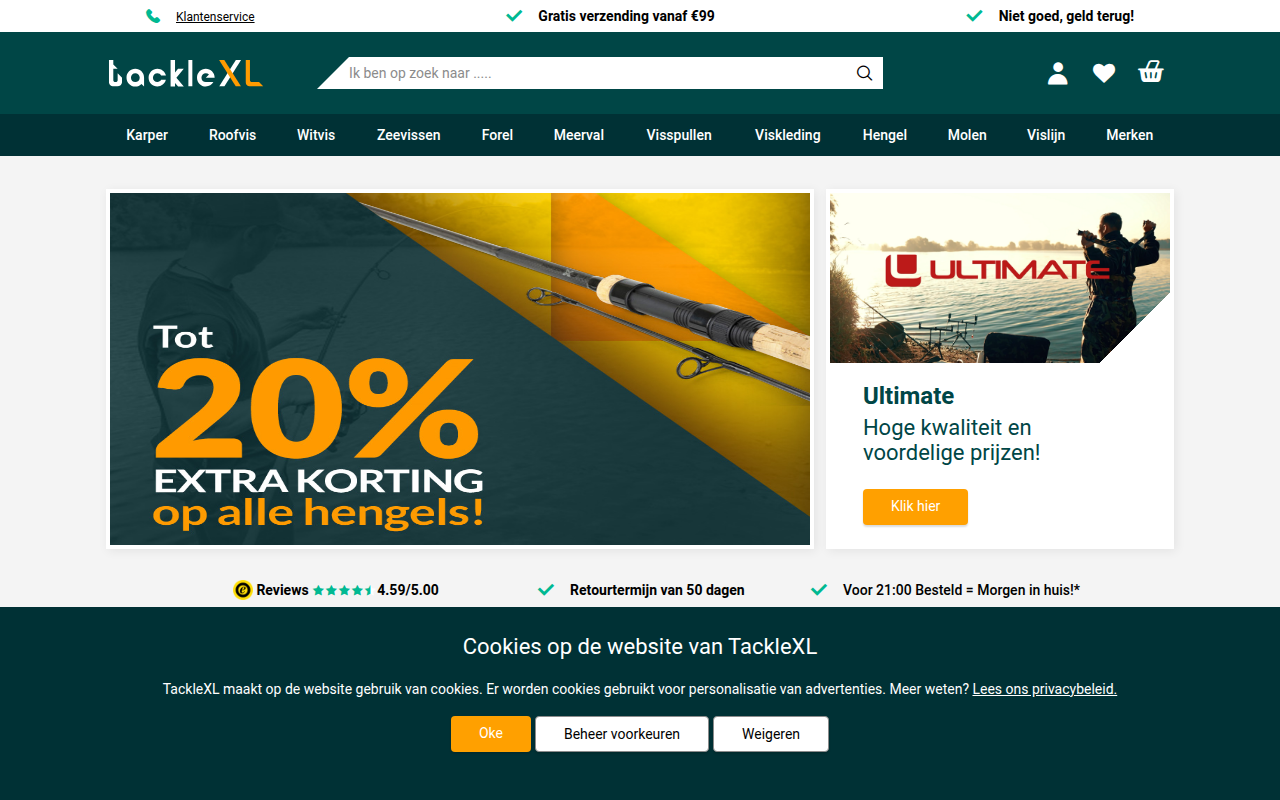Screenshot van tacklexl.nl