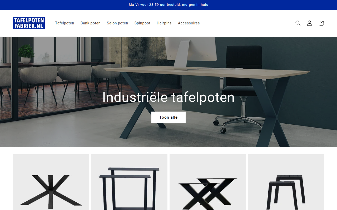 Screenshot van tafelpotenfabriek.nl