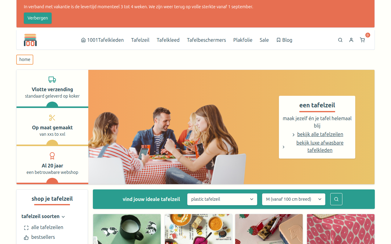 Screenshot van tafelzeil.com