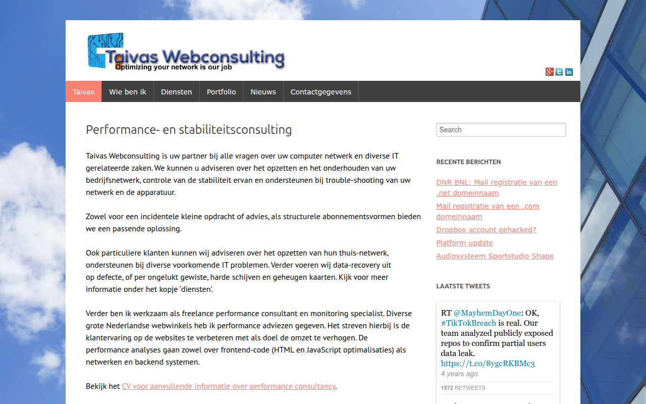 Screenshot van taivas-webconsulting.nl
