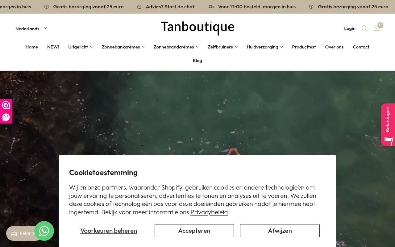 Screenshot van tanboutique.nl