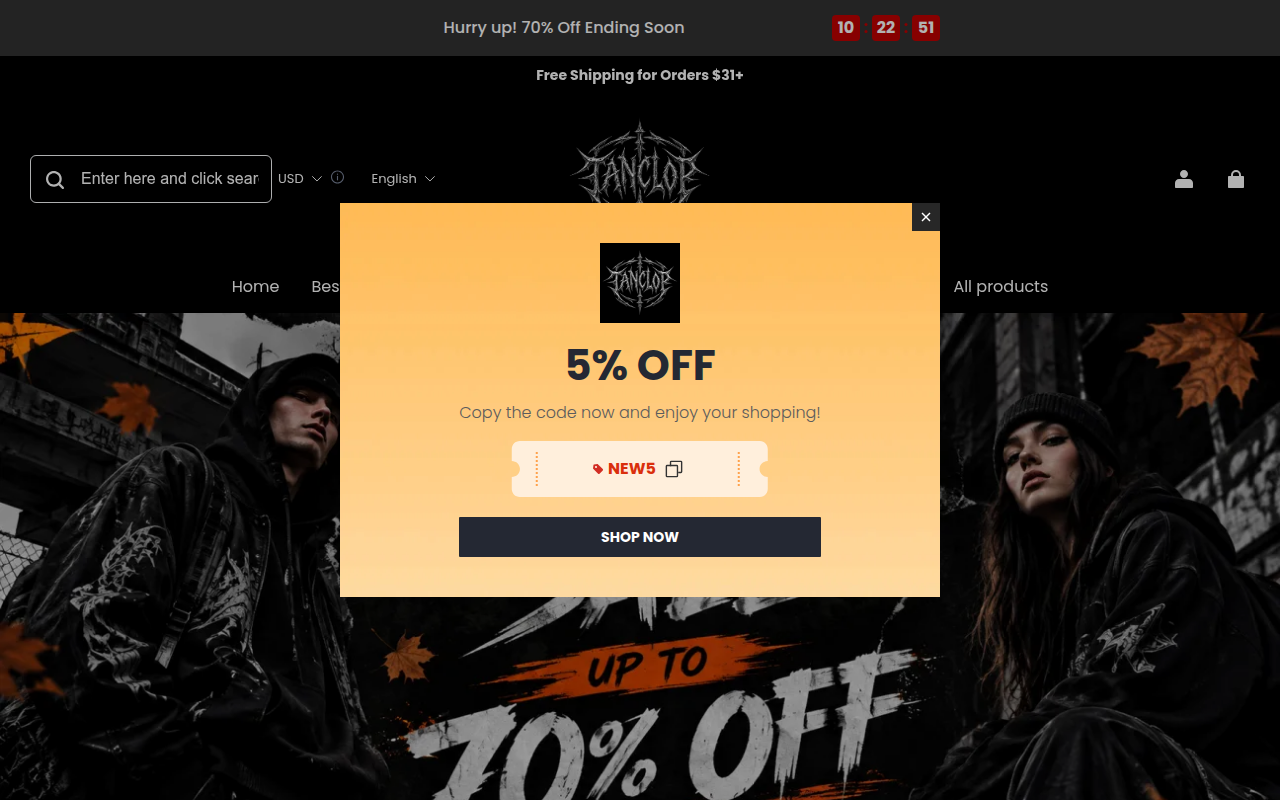 Screenshot van tanclop.com