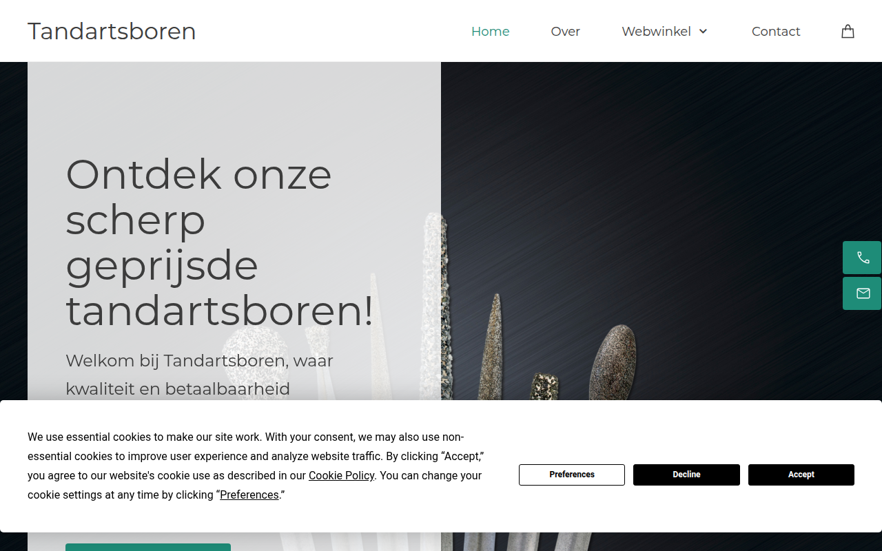 Screenshot van tandartsboren.nl
