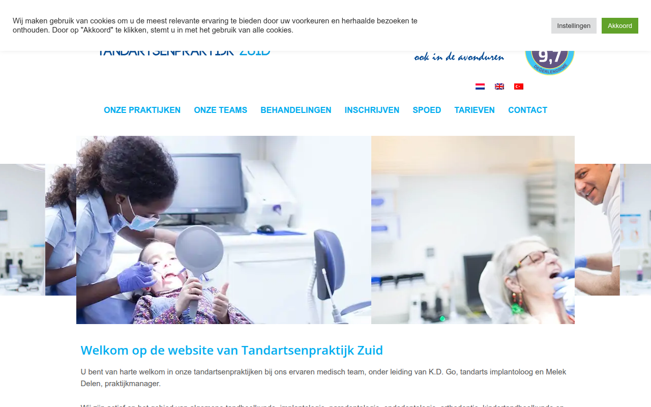 Screenshot van tandartsenpraktijkzuid.nl