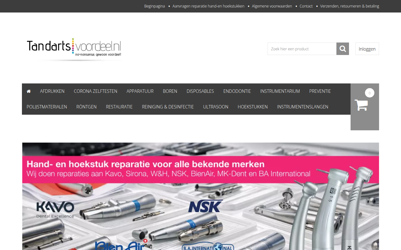 Screenshot van tandartsvoordeel.nl